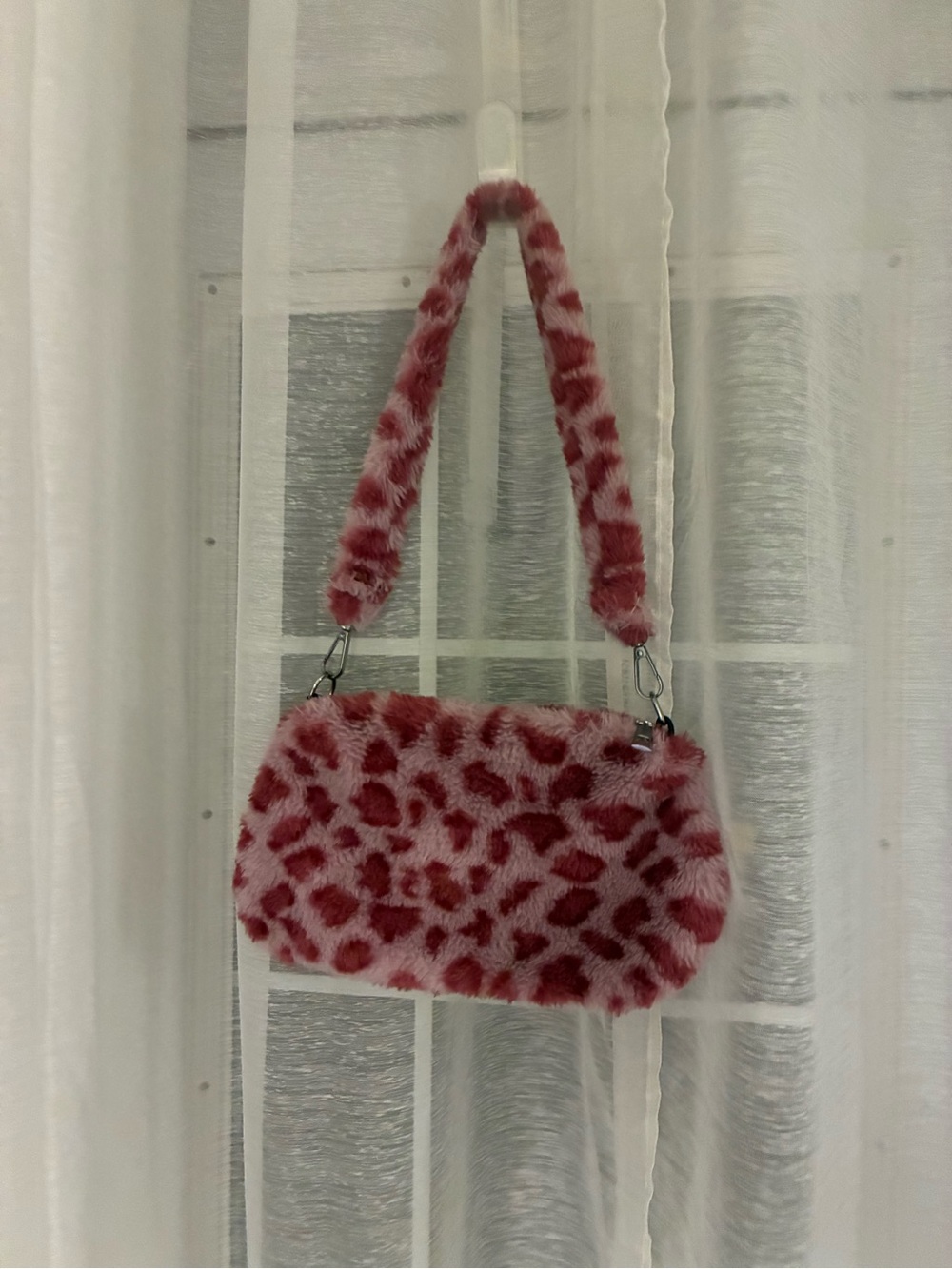 Pink Leopard Faux Fur Mini Shoulder Bag